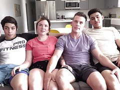 RelaXXX presents: Crazy teen 4some. ass splitting huge cock and rimming!