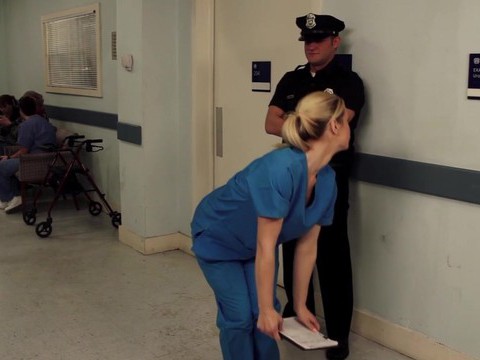 RelaXXX presents: Nurse tara lynn fox drops on her knees to give a sloppy blowjob