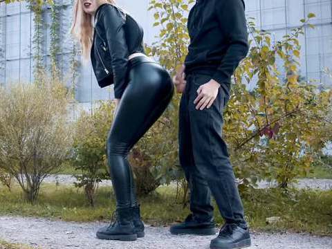 RelaXXX presents: He cums on my latex leggings in public! - clothedpleasures