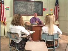 RelaXXX presents: Two cute schoolgirls taken by his meat