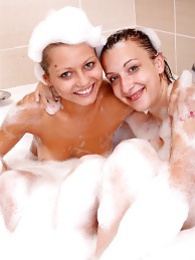 RelaXXX presents: Naughty sexy young chicks taking a hot bubble bath together