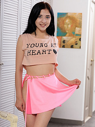 RelaXXX presents: Admirable teen girl strips nude exposing her amazing body, perfect tits and hot tight pussy