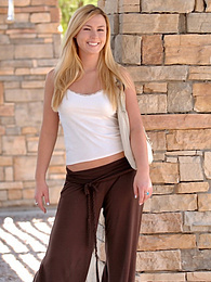 RelaXXX presents: Light-Haired american cutie Summer Solstice removes her clothes and toys her twat